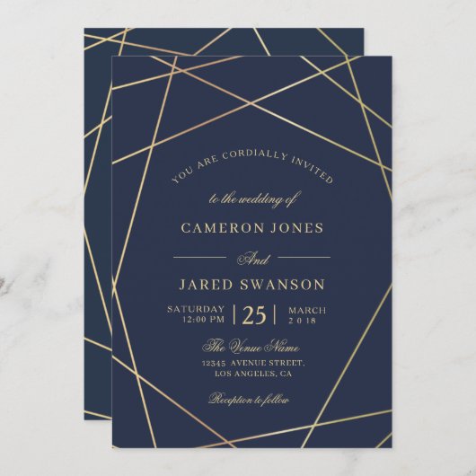 Mooie geometrische bruiloft uitnodiging (Voorkant / Achterkant)