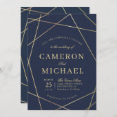 Mooie geometrische bruiloft uitnodiging (Voorkant / Achterkant)