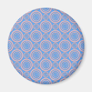 Mooie geometrische patroon roze cirkels over blauw magneet