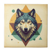 Mooie  geometrische wolf Brown Tegeltje (Voorkant)