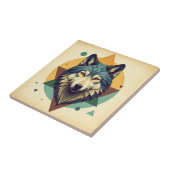 Mooie  geometrische wolf Brown Tegeltje (Zijkant)