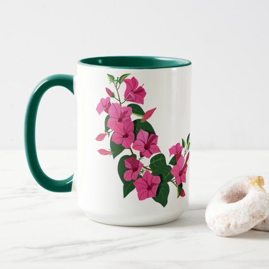 Mooie Gepersonaliseerd Floral Magic Coffee Mok (Met donut)