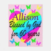 MOOIE GEPERSONALISEERDE 60E VERJAARDAG HART BLANK FLEECE DEKEN (Voorkant)