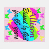 MOOIE GEPERSONALISEERDE 60E VERJAARDAG HART BLANK FLEECE DEKEN (Voorkant (Horizontaal))