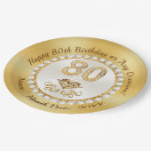 Mooie gepersonaliseerde, 80e verjaardagsfeestje Bo Papieren Bordje (Gekanteld)