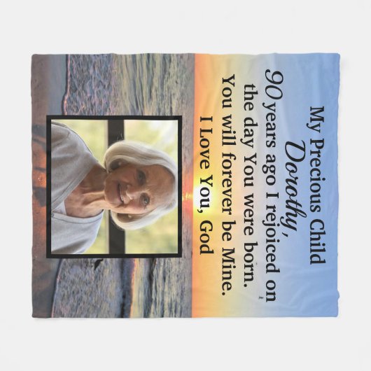 MOOIE GEPERSONALISEERDE 90E VERJAARDAG FOTO FLEECE DEKEN (Voorkant (Horizontaal))