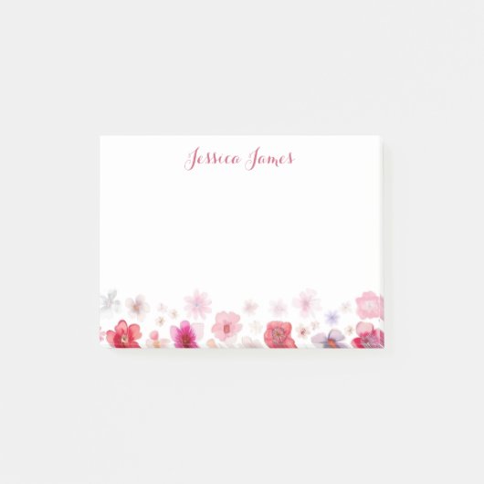 Mooie gepersonaliseerde bloem 4 "x 3" post-it® notes (Voorkant)