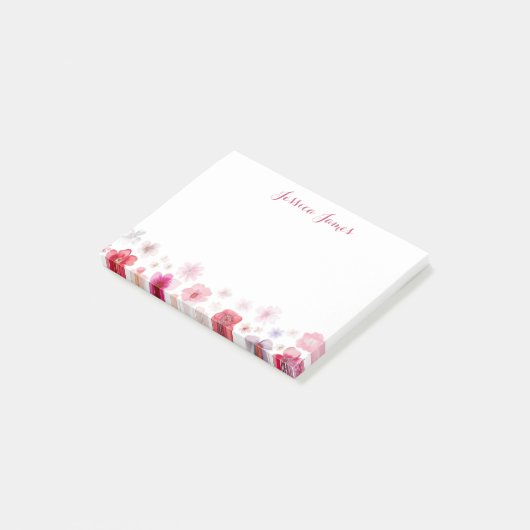 Mooie gepersonaliseerde bloem 4 "x 3" post-it® notes (Schuin)