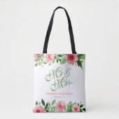 Mooie gepersonaliseerde bloemenbruiloft Canvas tas (Voorkant)