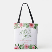 Mooie gepersonaliseerde bloemenbruiloft Canvas tas (Achterkant)