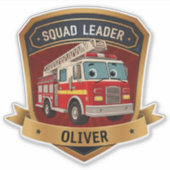 Mooie gepersonaliseerde brandweer badge sticker (Voorkant)