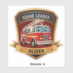 Mooie gepersonaliseerde brandweer badge sticker