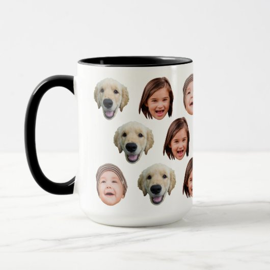 Mooie gepersonaliseerde gezichts foto van familie  mok (Links)