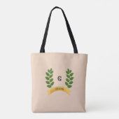 Mooie gepersonaliseerde groene bladeren tote bag (Achterkant)