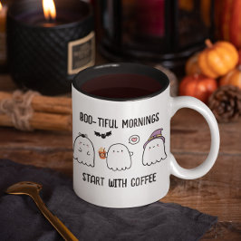 Mooie gepersonaliseerde herfst Halloween-geesten Tweekleurige Koffiemok