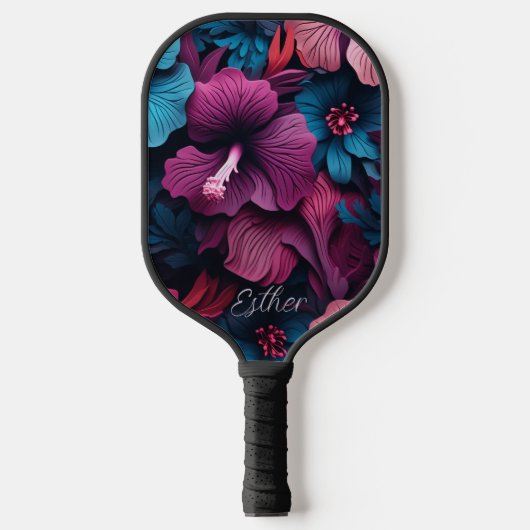 Mooie gepersonaliseerde hibiscus pickleball paddle (Voorkant)