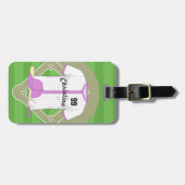 Mooie gepersonaliseerde honkbal roze bagagelabel (Voorkant horizontaal)