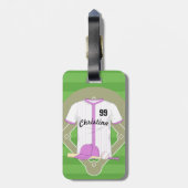 Mooie gepersonaliseerde honkbal roze bagagelabel (Achterkant verticaal)