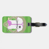 Mooie gepersonaliseerde honkbal roze bagagelabel (Achterkant horizontaal)