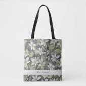 Mooie gepersonaliseerde ivoren bloesems op Sage Tote Bag (Voorkant)