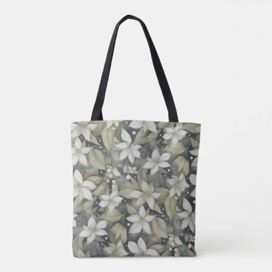Mooie gepersonaliseerde ivoren bloesems op Sage Tote Bag (Achterkant)