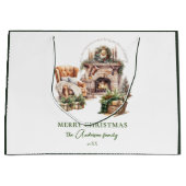 Mooie gepersonaliseerde kerstsfeer groot cadeauzakje (Voorkant)