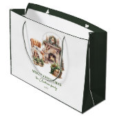 Mooie gepersonaliseerde kerstsfeer groot cadeauzakje (Achterkant Gekanteld)