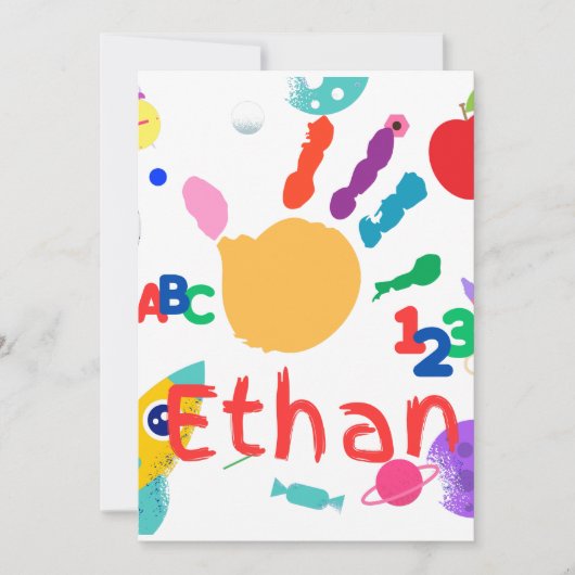 Mooie gepersonaliseerde kinder-ABC-handbeschilderi Kaart (Voorkant)