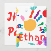 Mooie gepersonaliseerde kinder-ABC-handbeschilderi Kaart (Voorkant / Achterkant)