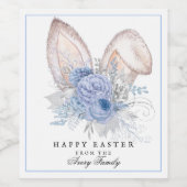 Mooie gepersonaliseerde konijnenoren Pasen Wijn Etiket (Enkel label)