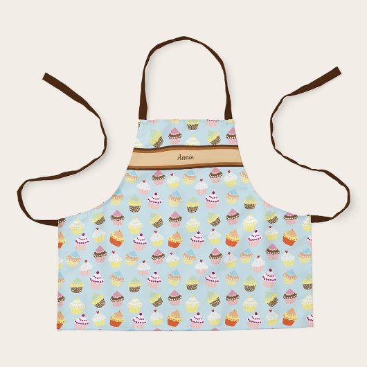 Mooie gepersonaliseerde naam met Cupcake-afdruk Schort