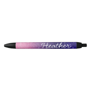 Mooie gepersonaliseerde naam ombre glitters paars  zwarte inkt pen