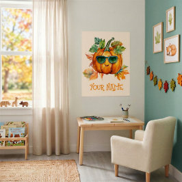 Mooie gepersonaliseerde pompoen herfst kinderkamer poster