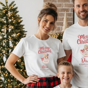 Mooie gepersonaliseerde “Prettig Kerstfeest” famil T-shirt