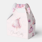 Mooie gepersonaliseerde roze ballerina verjaardag bedankdoosjes (Voorkant Zijde)
