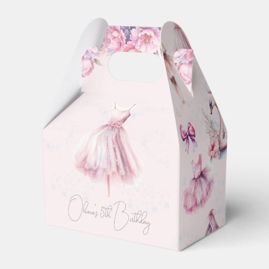 Mooie gepersonaliseerde roze ballerina verjaardag bedankdoosjes (Voorkant Zijde)