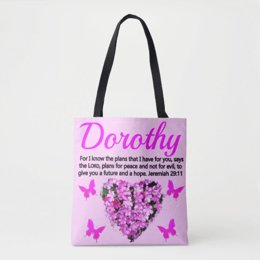 MOOIE GEPERSONALISEERDE ROZE BLOEMEN JEREMIA 29:11 TOTE BAG (Voorkant)