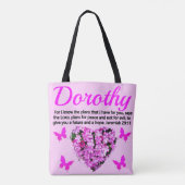 MOOIE GEPERSONALISEERDE ROZE BLOEMEN JEREMIA 29:11 TOTE BAG (Achterkant)