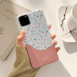 Mooie gepersonaliseerde roze en blauwe terrazzo-pa Case-Mate iPhone 14 hoesje