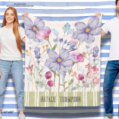 Mooie gepersonaliseerde schattige botanische paars fleece deken