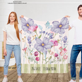 Mooie gepersonaliseerde schattige botanische paars fleece deken