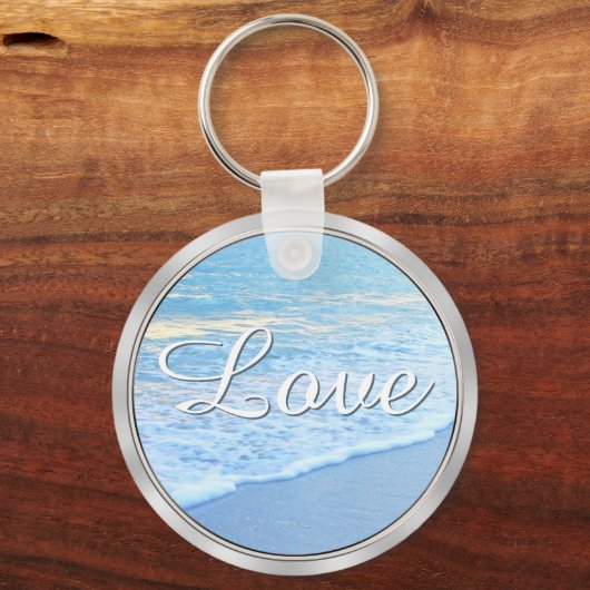 Mooie gepersonaliseerde strand bruiloft gunsten sleutelhanger (Achterkant)