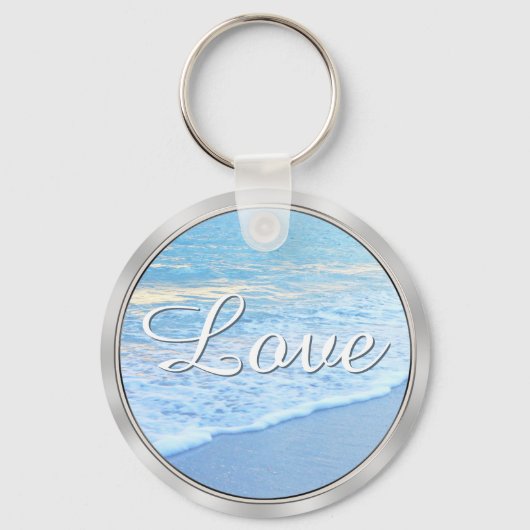 Mooie gepersonaliseerde strand bruiloft gunsten sleutelhanger (Achterkant)