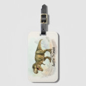 Mooie gepersonaliseerde T-Rex bagagelabel met naam (Voorkant (verticaal))