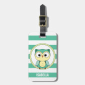 Mooie gepersonaliseerde uil bagagelabel (Voorkant verticaal)