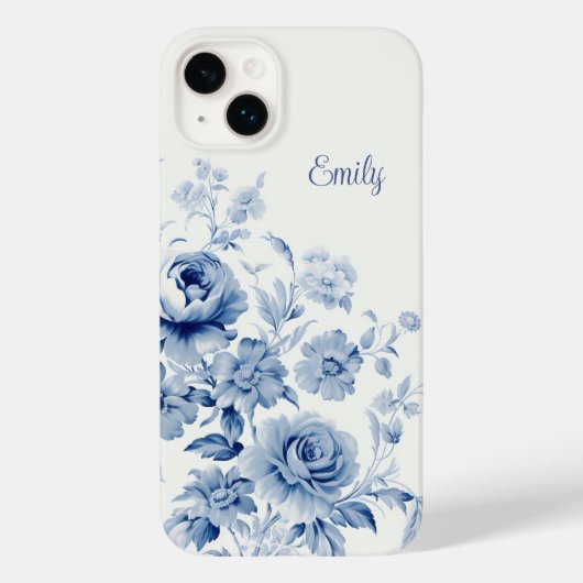 Mooie gepersonaliseerde Waterverf blauwe Rozen Case-Mate iPhone Case (Achterkant)