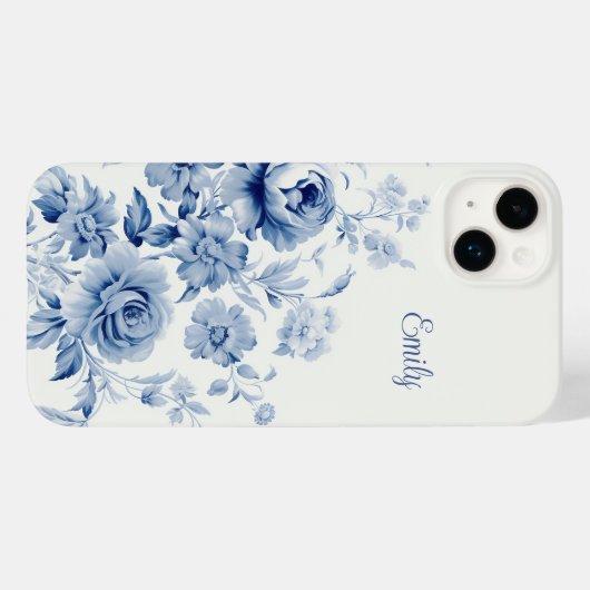 Mooie gepersonaliseerde Waterverf blauwe Rozen Case-Mate iPhone Case (Achterkant (horizontaal))