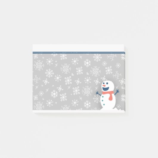 Mooie gepersonaliseerde winter sneeuw / sneeuwman post-it® notes (Voorkant)