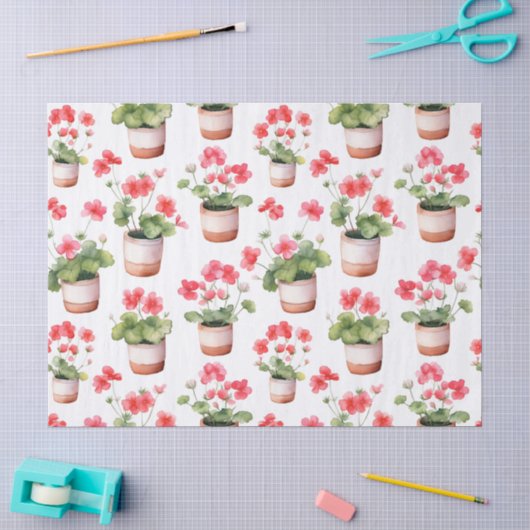 Mooie geranium potten tissuepapier (Craft)