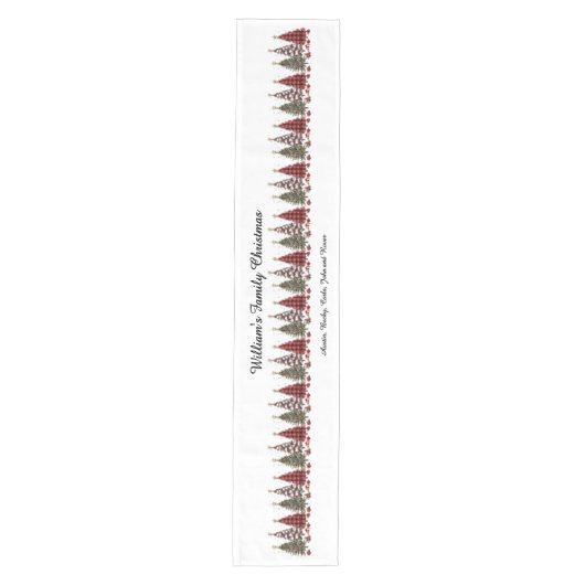Mooie geruite kerstbomen medium tafelloper (Voorkant)